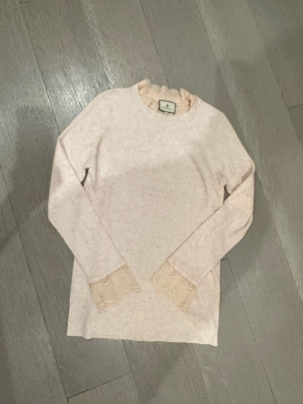 Tuckernuck Blush Lace-Trim Long Sleeve Top
